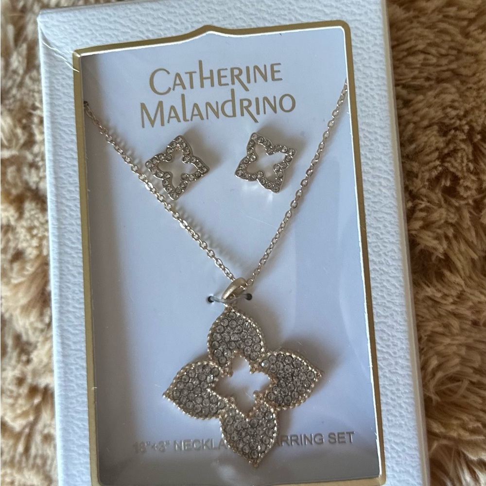 Catherine Malandrino Gold and Silver Floral Necklace Set
